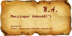 Maczinger Adeodát névjegykártya